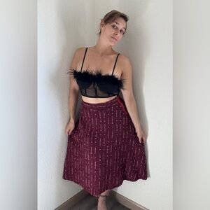 Anthropologie Maeve Anisa Textured Midi Skirt Small Lined Wine Bordeaux